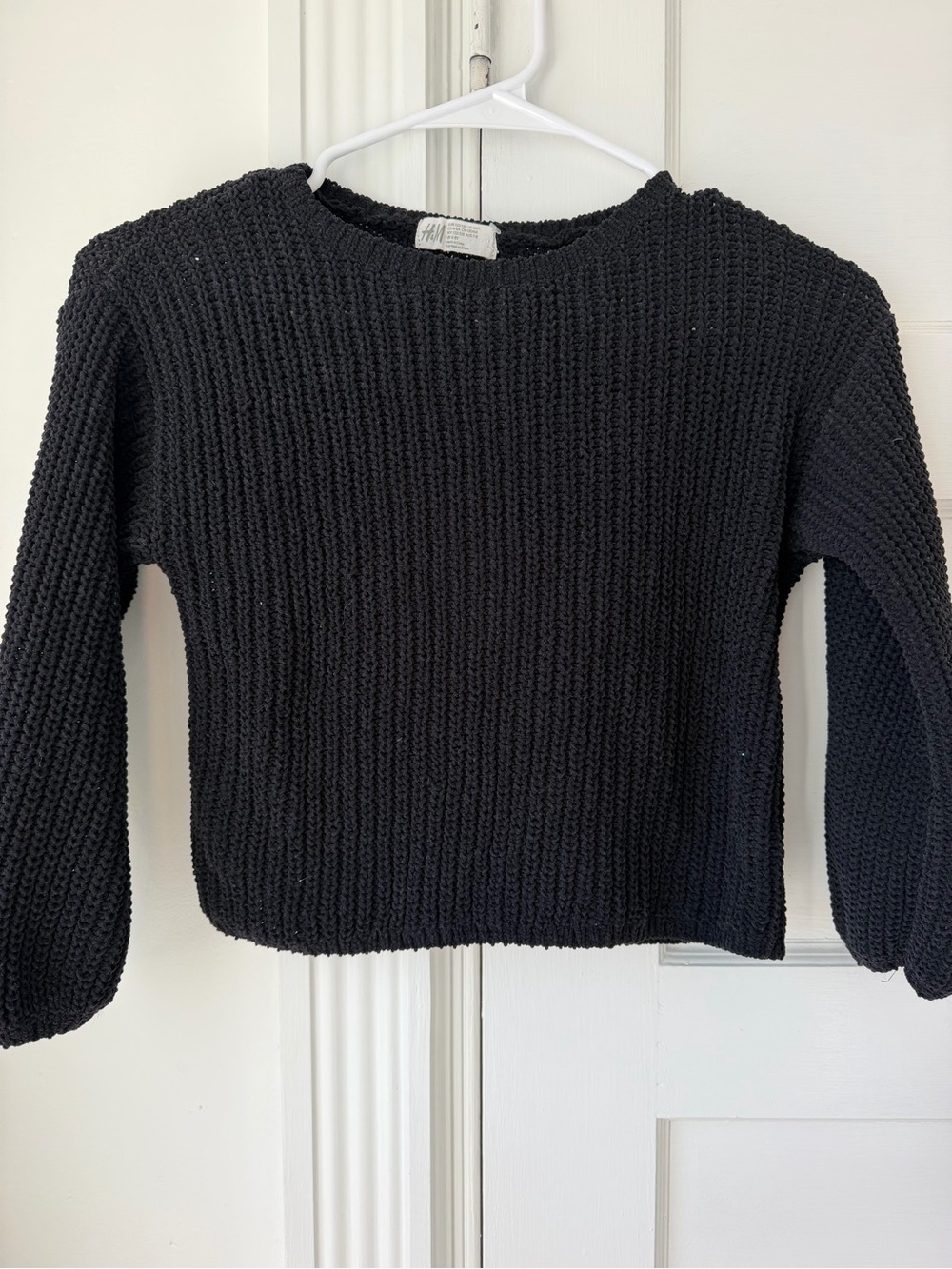 Adorable Girls Knit Black Soft Crewneck Sweater, size 6-7